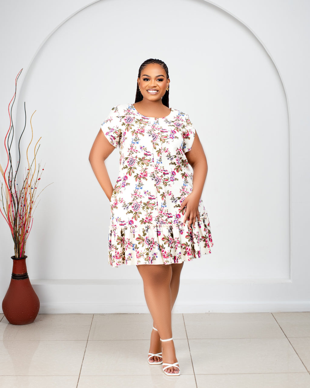 Floral Shift Dress with Ruffle Hem-Chic and Comfy