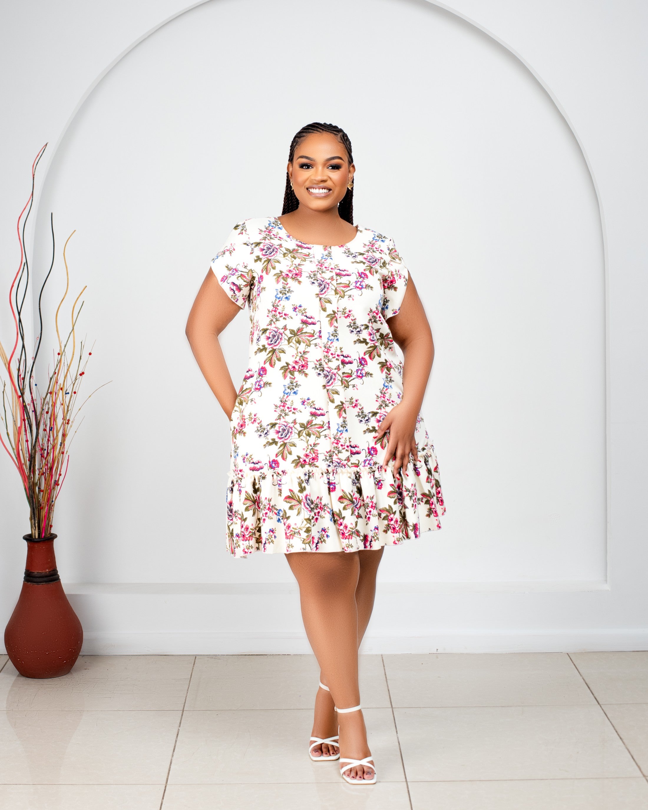 Floral Shift Dress with Ruffle Hem-Chic and Comfy
