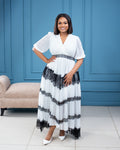 Elegant Monochrome Muse maxi dress-plus size friendly