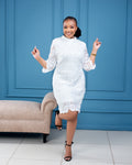 White embroidery classic dress