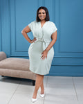 Elegant Sage green bodycon with inbuilt belt
