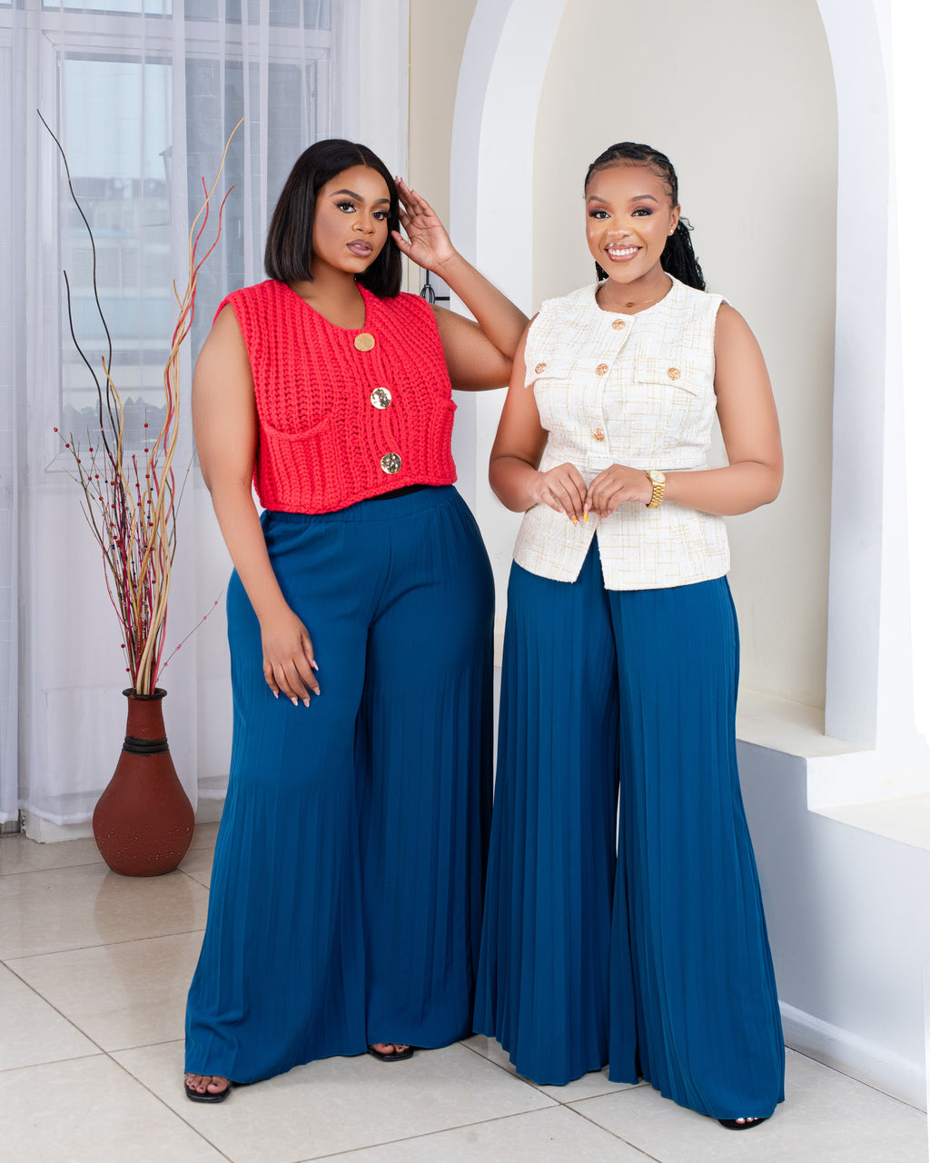 Boss Babe Pleated Wide-leg Pants