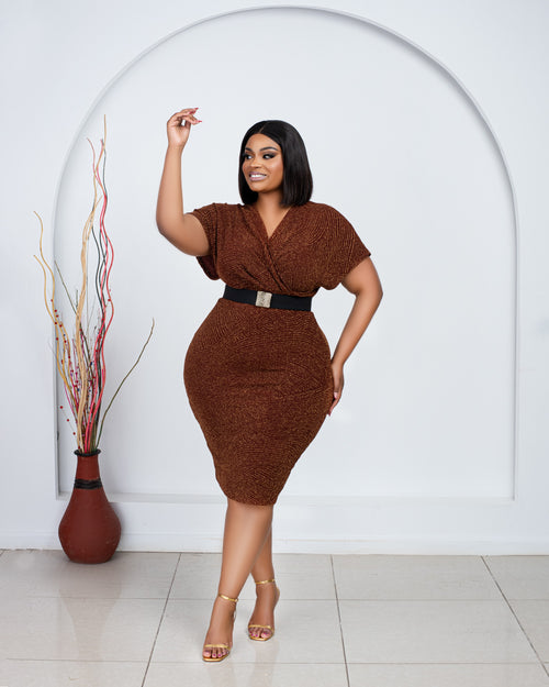 Brown Statement Shimmer Dress