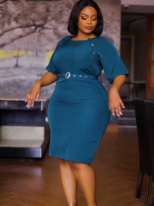 Belted Pencil Dress