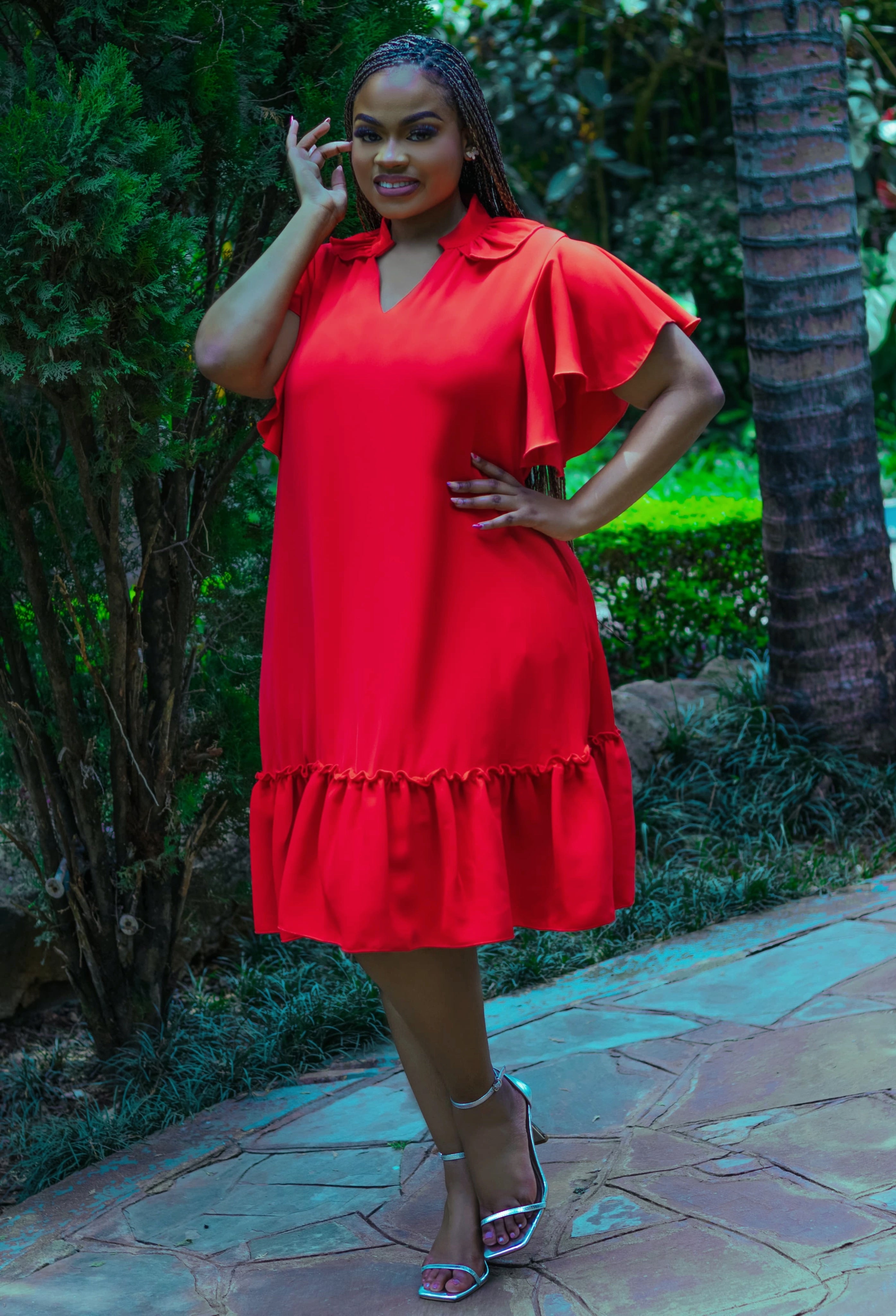 Red Plus size Shift Dress