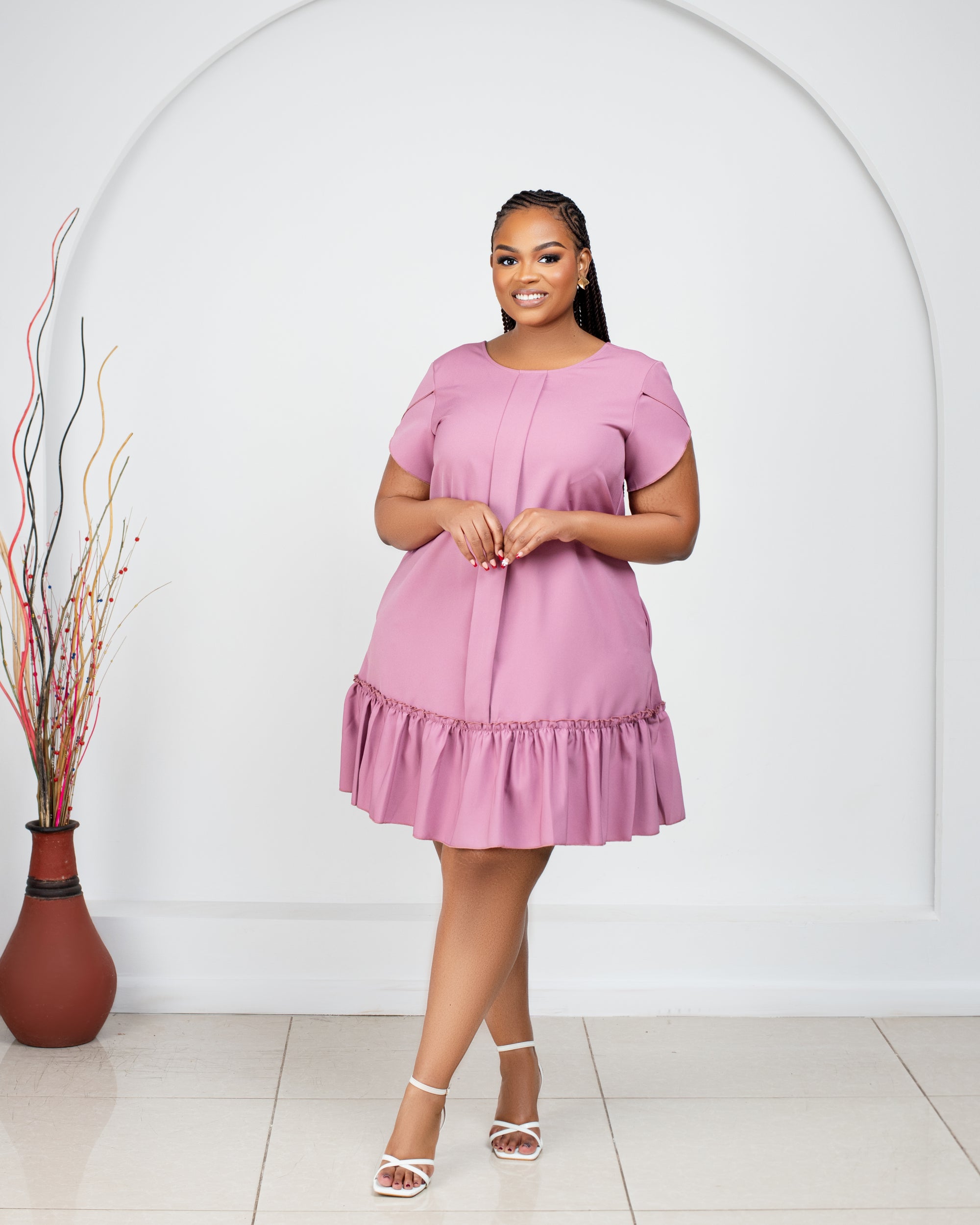 Mauve Magic Ruffle Shift Dress
