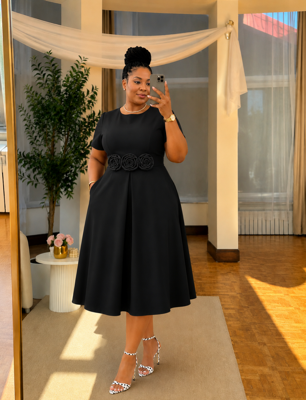 The Elana Rosa Belted- Black