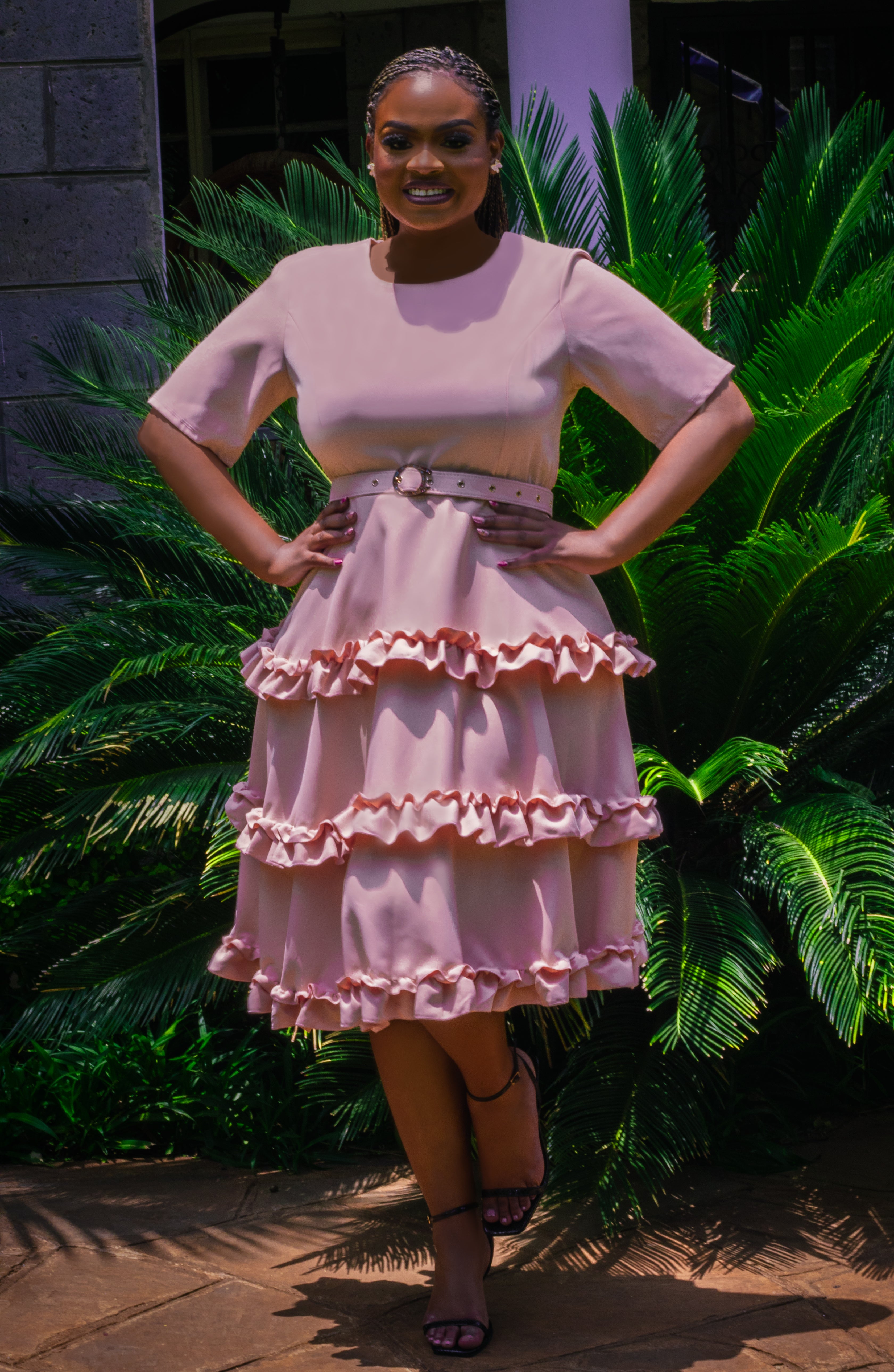 Sera Tiered Ruffle Midi Skater Dress